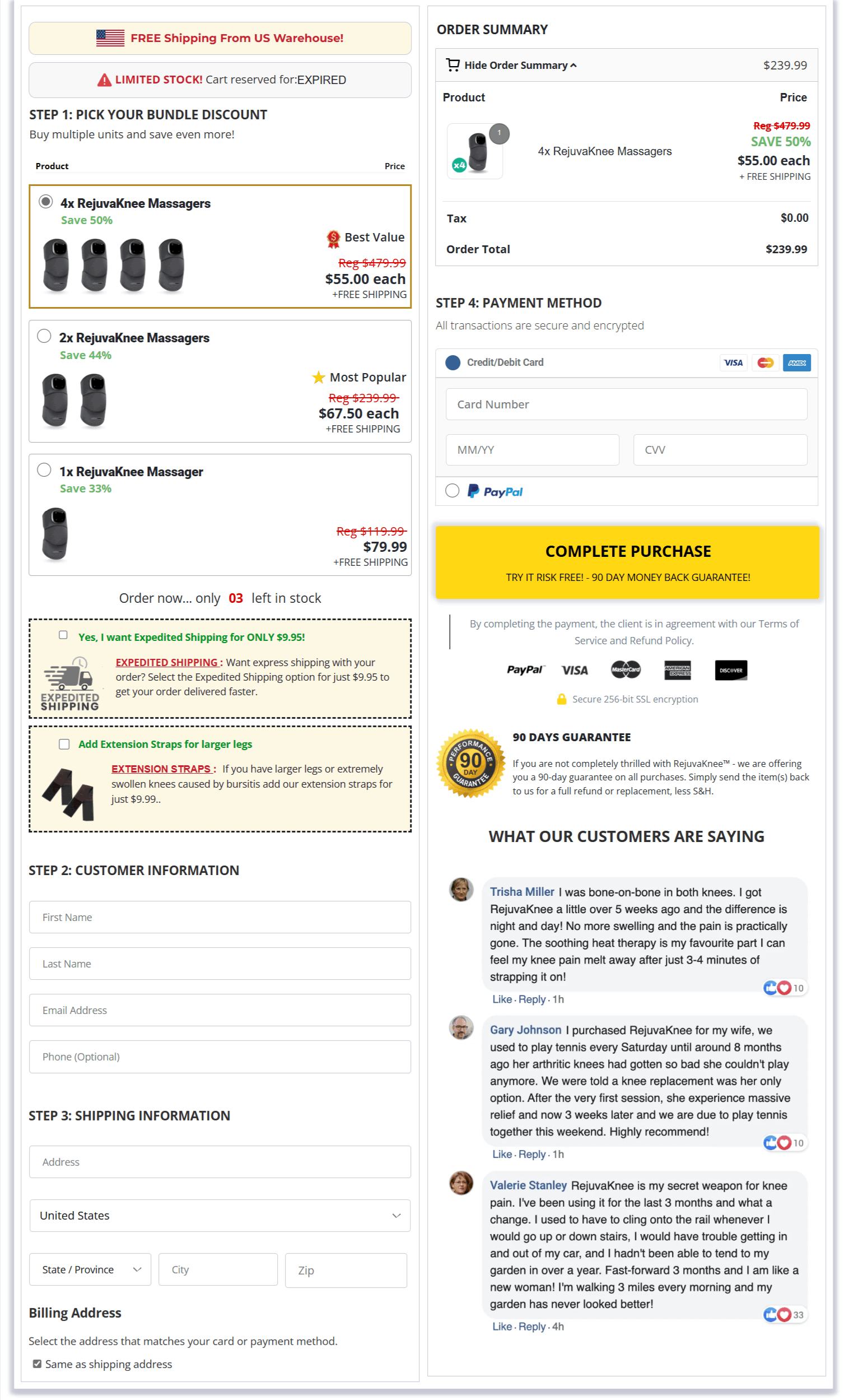 RejuvaKnee checkout page